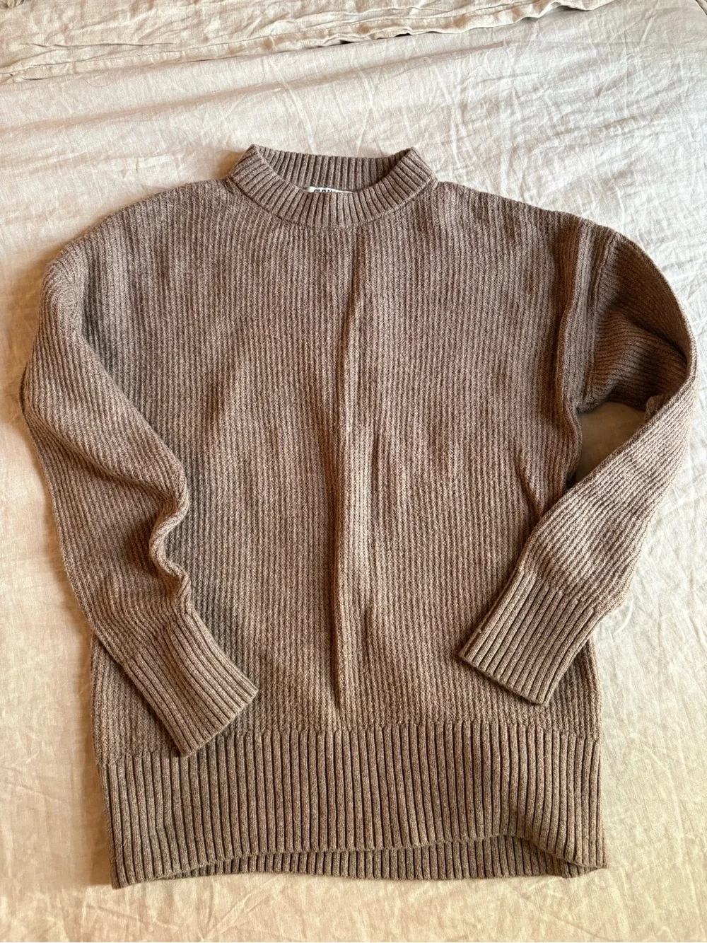 Old Navy Taupe Crewneck Ribbed Knit Sweater